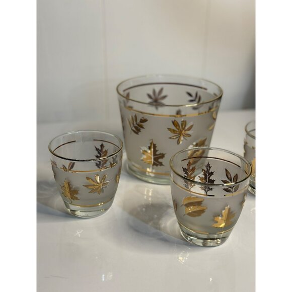VTG Libbey Golden Foliage Old Fashioned Glass – Mid-Century Modern 1960s Barware - Picture 2 of 9